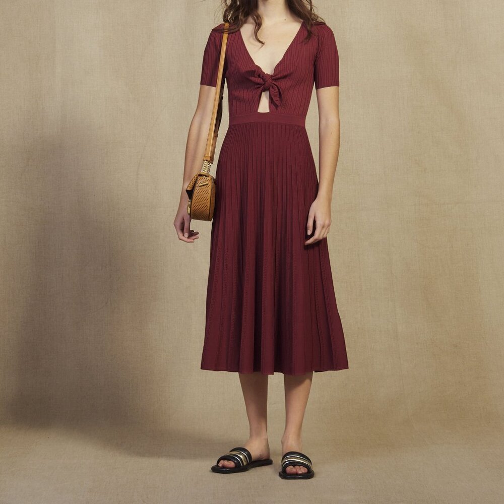 Sandro Burgundy Knit Dress (Small)